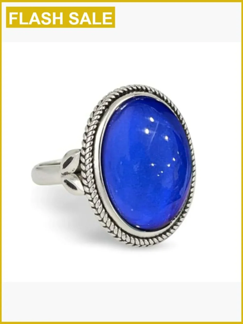 Vintage Adjustable Mood Ring Oval Stone Prong Setting Brass